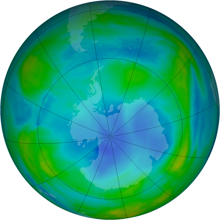 Antarctic ozone map for 20 June 2000
